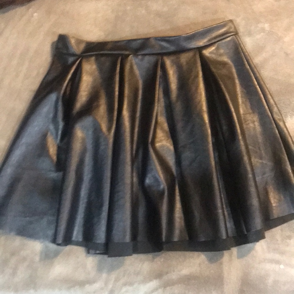 Black leather circle skirt